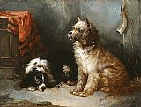 George Armfield A Terrier and a King Charles Spaniel painting